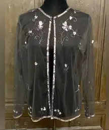 Vintage Mesh longsleeves blk jacket with sequence - size medium
