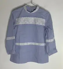 Banana republic blue with lace collar top‎
