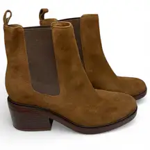 MARC FISHER Womens Brown Heel Pull-Tab Modesty Suede Leather Chelsea Boot 8 M