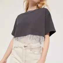 Urban Outfitters Joel Lace Trim Cropped Boxy Tee Size Small