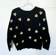 Forever 21 Queen of Hearts Sparkles embroidered heart crewneck sweatshirt MEDIUM