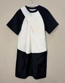 ALEXANDER WANG TWO-TONE OFF-WHITE PLEATED WOOL DRESS SIZE 0 QUIET LUXURY EVENT