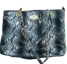 DKNY NWOT Quilted Leather Snakeskin Convertible Crossbody Shoulder Bag Purse