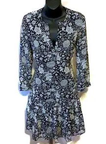 Rose & Olive floral dress black and white SMALL long Sleeve