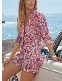 Johnny Was 100% linen blazer and shorts set NEW