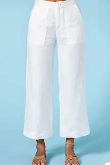 NWT White Sunshine Linen Persephone Pants Capris -10