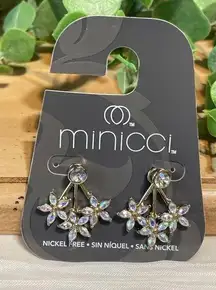 Minicci Rhinestone Floral Burst Iridescent Dangle Post Earrings