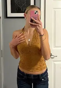 Wet Seal  Y2K Tan Lace Tank Top