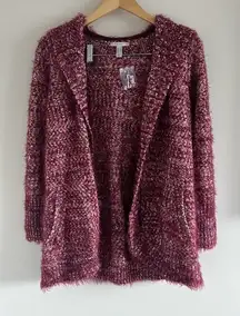 Isaac Mizrahi Soft Fuzzy Cardigan | Pink Maroon | Like New