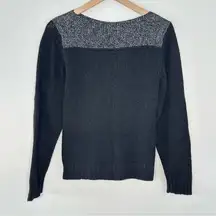 VINTAGE 80s Kitty Hawk Silk/Angora Blend Knit Sweater M Black/Silver Glam Tinsel