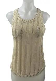 Club Monaco Beige Crochet Rib Open Knit Sleeveless Racerback Tank Top Size S