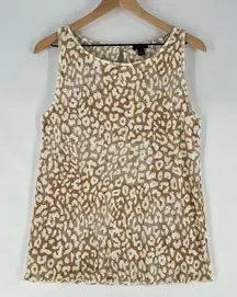 Ann Taylor Factory‎ Leopard Print Micro Pleated Stretchy Sleeveless Top Size S