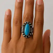 Vintage Silver Turquoise Statement Ring