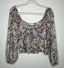 Patrons of Peace Womens Size‎ XS Floral Print Off The Shoulder Tie Front Blouse