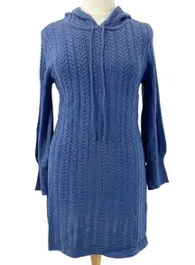 Eliza J  Cable Knit Hooded Sweater Dress Womens XL Fisherman Winter Minimalist