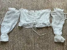 White Lace Sheer Corset Croptop L