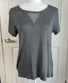 NWT Glitz Mesh Strappy Short Sleeve Top (Charcoal Gray) - XL