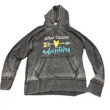 j. America Burnout Wash, Grey “After Cancer Adventure, No fear” Hoodie Womens L