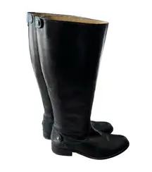 Frye - Melissa Button Back Zip Tall Boots Black Leather Sz 6.5B (Extended Calf)