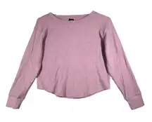 GAP Shirt‎ Waffle Knit Long Sleeve Top Cropped Casual Everyday Wear Pink Small