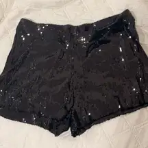 Black Sequin Women's Shorts