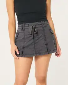 Hollister High Rise Pleated Cargo Mini Skirt Green Grunge Edgy Preppy Coastal XS