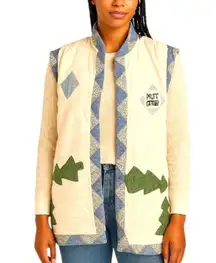 Drift Collective Upcycled Patchwork Quilted Vest XL Longline Folk Cottagecore