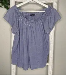 cha cha vente  Striped Blouse * Blue White * Medium