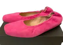 J.Crew  Leather Soft Suede Scrunch Ballet Flat Fuchsia Pink Size 10 NEW