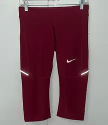 Nike  Dri-Fit Running Capri Tights Leggings Maroon Women’s Small S