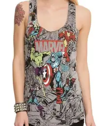 Hot Topic Marvel gray graphic track tank size medium