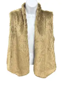 Express Faux Fur Vest Sleeveless Jacket Beige‎ Brown Small Casual Layering