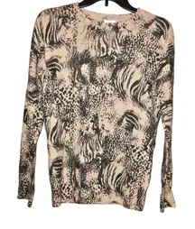 BP Wool Blend Animal Print Leopard Cheetah Sweater Tan‎ Small