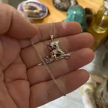 Momma Owl and Baby Owl Sterling Rose Gold Necklace