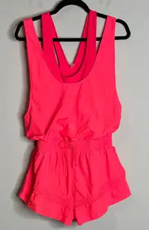 Free People Movement | Women’s Check It Out Runsie Romper Electric Sunset Size S