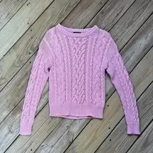 525 America Women's Pink Cable Knit Sweater Size S 100% Cotton