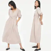 Lacausa Sappho Midi Dress Mushroom Size Large Neutral Cottage Prairie Ethereal