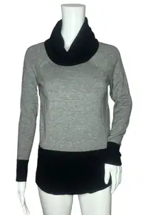 RAYA Sweater Womens XS‎ Gray Black Colorblock Cowl Neck Basic Neutral Minimalist