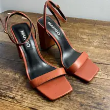 Mango‎ Leather Ankle-Cuff Sandals Size 37