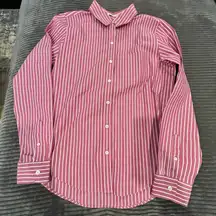 L.L. Bean Women's Striped Dark Fuchsia Long Sleeve Size XS 100% Cotton