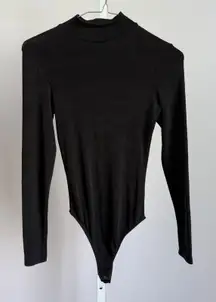 Victoria's‎ Secret Black Mock Neck Long Sleeve Bodysuit Thong Snap Closure