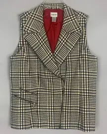 Chico’s Houndstooth Vest Size 12 Black Cream Checked Tweed Classiccore Layering