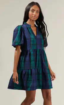 Sugarlips plaid babydoll dress ruffle tiered holidays hudson jacey splice tartan