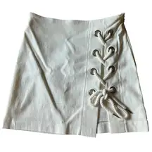 AKIRA‎ Women's S Off White Lace-Up Mini Skirt Going Out Party Neutral Chic