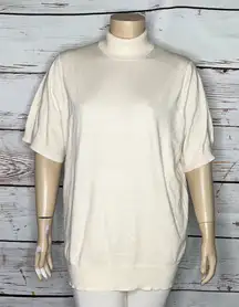 Torrid Size 4 Cream Everyday Soft Short Sleeve Pullover Turtleneck Sweater Top