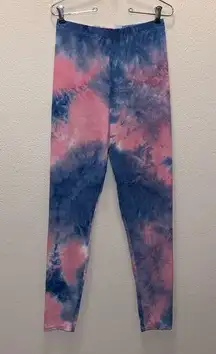 Mayfair blue pink tie dye casual comfy high rise leggings
