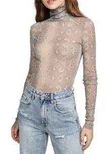 Ksubi Viper Snake Print Long Sleeve Turtleneck Top