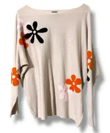 Aaeda women’s size large pullover floral khaki sweater long sleeve thin
