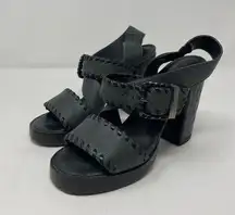 John Fluevog Tuggawar Hopscotch Black Strappy Heels (6.5)