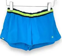 Sweaty Betty  blue green athletic shorts built in brief adjustable sides small